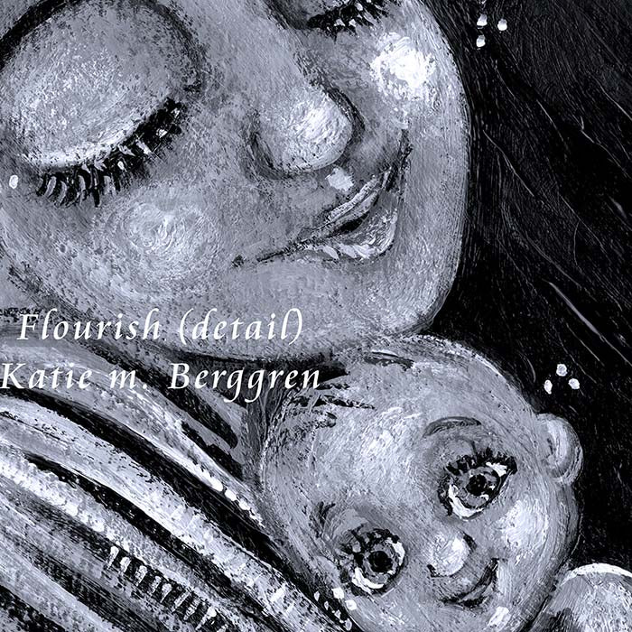 An 8x12 inch ORIGINAL black and white mother and baby painting on heavy 185 lb paper stock, mother and child black and white artwork, black and white painting of mom and baby, black and white paintings of women, bird and baby artwork, new baby gift, new baby artwork in black and white