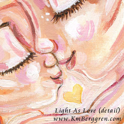 Light As Love - Original Fine Art Mother & Daughter Painting on 12x12 inch Paper