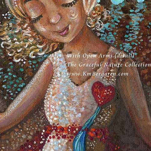 wall decor for women, inspirational woman painting, self confidence and strength, super woman with arms outstretched, art print of a river gushing from a woman's heart, overcoming sadness art, overcoming loss, love after loss art, grief art, power after pain art, kmberggren, km berggren, katie m. berggren paintings of women