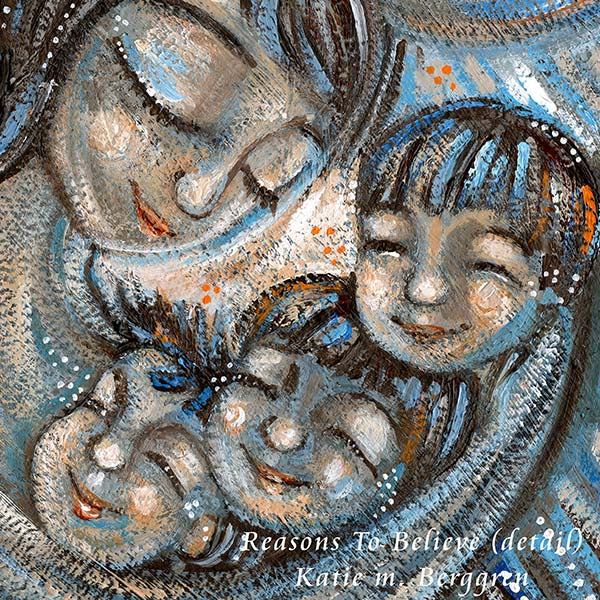 asian mother and three kids, korean american family art, asian american mother painting, asian american children, korean children art, painting of korean family, painting of asian american family, siblings art, brother sister art, blue and orange art, motherhood paintings, 2 mothers six kids, mother of 3, mother of 6, paintings of women, paintings of family