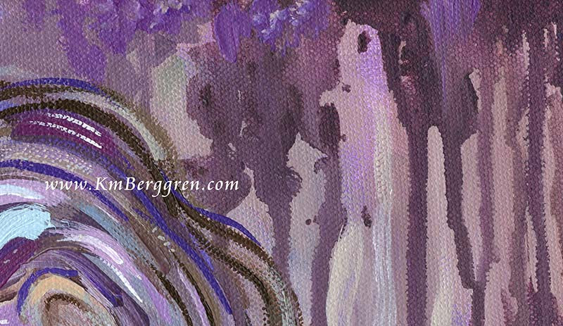 Art Print of a full-figured Woman kneeling in a purple background. Hopeful painting of solitude and strength. Inspirational artwork for women, motivational paintings, intimate female art by a woman painter. Wall decor for women. KmBerggren, Kimberggren, katie berggren art, intimate female artwork