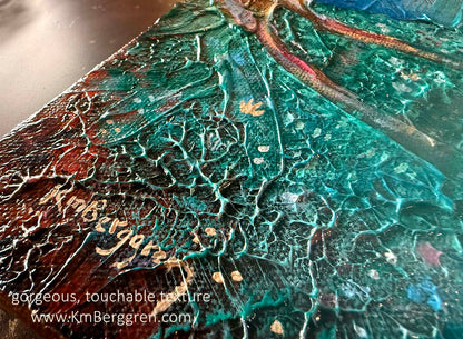highly textured and colorful artwork by Katie m. Berggren, kmberggren, kimberggren