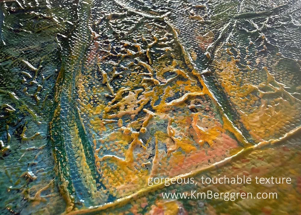 highly textured and colorful artwork by Katie m. Berggren, kmberggren, kimberggren