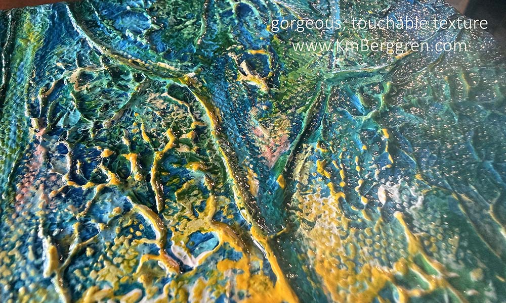 highly textured and colorful artwork by Katie m. Berggren, kmberggren, kimberggren