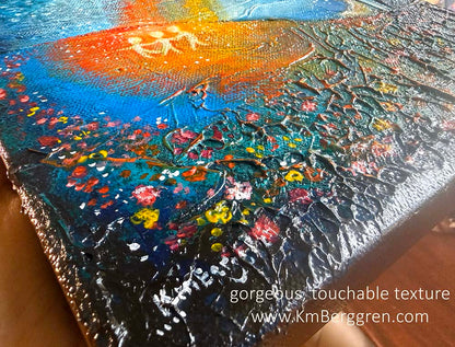highly textured and colorful artwork by Katie m. Berggren, kmberggren, kimberggren