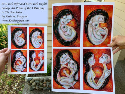 8x10 inch and 13x19 inch collage prints of mother and son paintings by KmBerggren