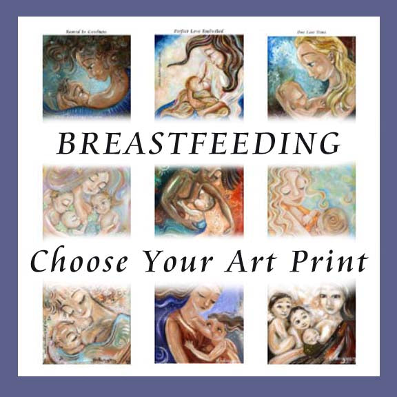 gift for breastfeeding nursing mom, nursing baby artwork, breast feeding painting by KmBerggren