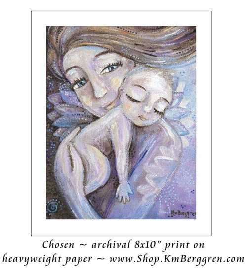 print of a mother and child in purple by KmBerggren