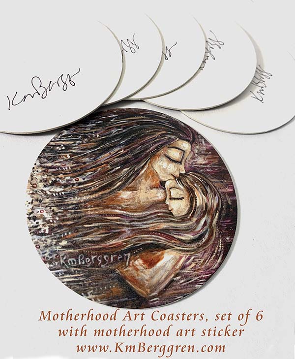 gifts for mom under $15, inexpensive mothers day gifts, gift for mom, art coasters, tableware art, usable artwork, art for decorating, table setting artwork, motherhood art coasters, gifts for mom, easy gift for girlfriends for mothers day