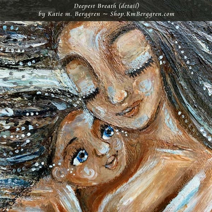Deepest Breath - Mermaid Mom Daughter Art Print