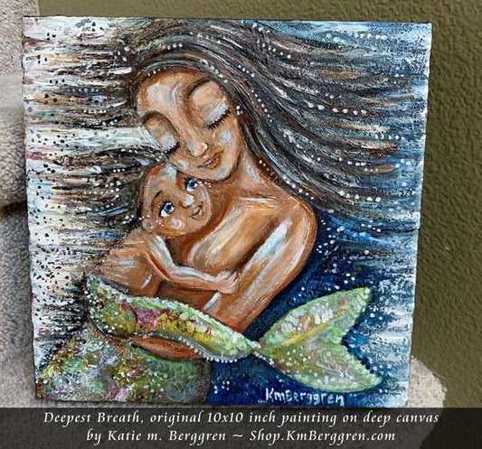 original mermaid motherhood painting by KmBerggren