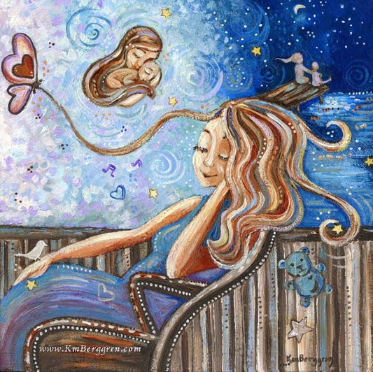mother dreaming of her lost baby artwork by KmBerggren from the Carry You With Me Storybook by Alanna Knobben