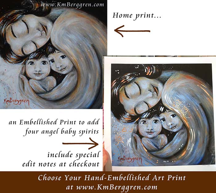 personalized art print, customize colors on art print, custom hair and eye colors, mother sleeping with two children art print - embellish for hair and eye color changes