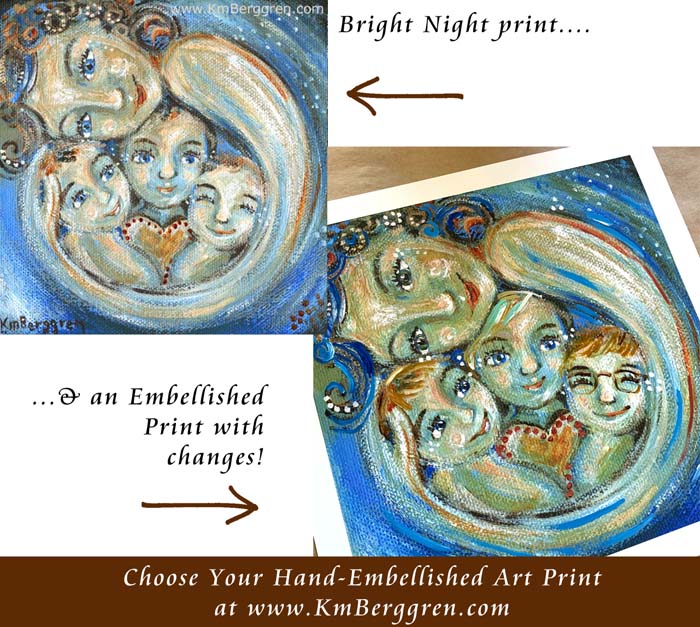 choose an embellished print to customize eye colors and hair color and length, mother and child art by kmberggren