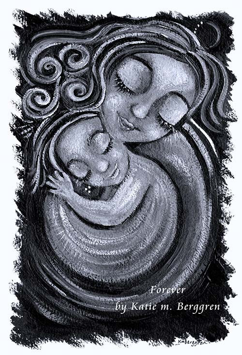 Forever - Black & White Mother & Child Painting - KmBerggren 