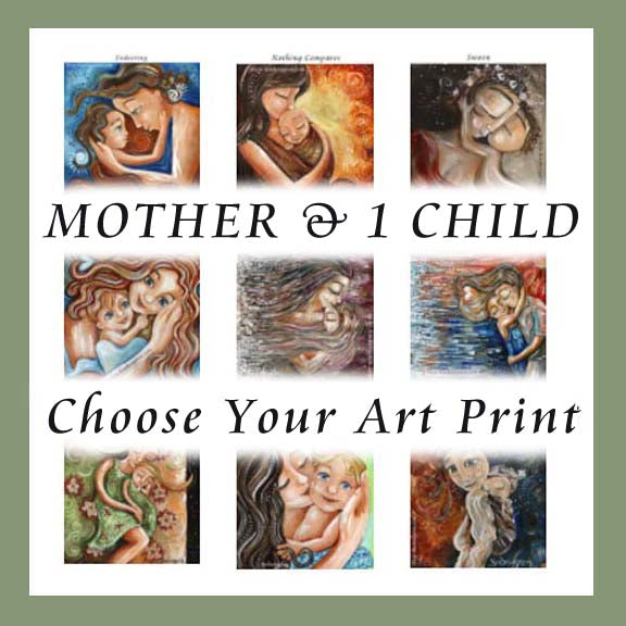 gifts for mom and baby, new baby gift, gift for new mom gift basket, mother child artwork by Katie m. Berggren