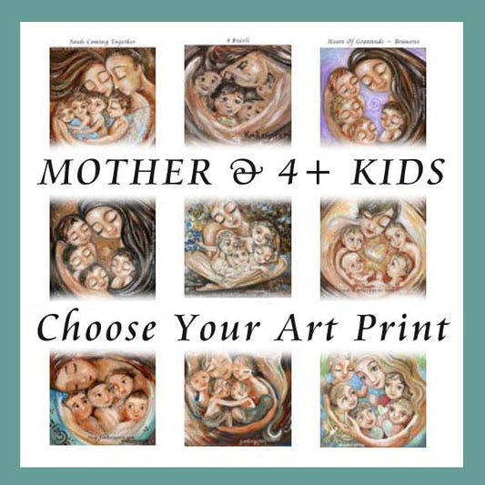 gifts for mom with 4 kids, fourth child baby gift, gift for mom with four kids gift basket, mother child artwork by Katie m. Berggren