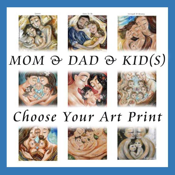 parenting gifts, family gifts, children and father and mother artwork, fatherhood art, mom dad baby art prints, mama baby daddy images