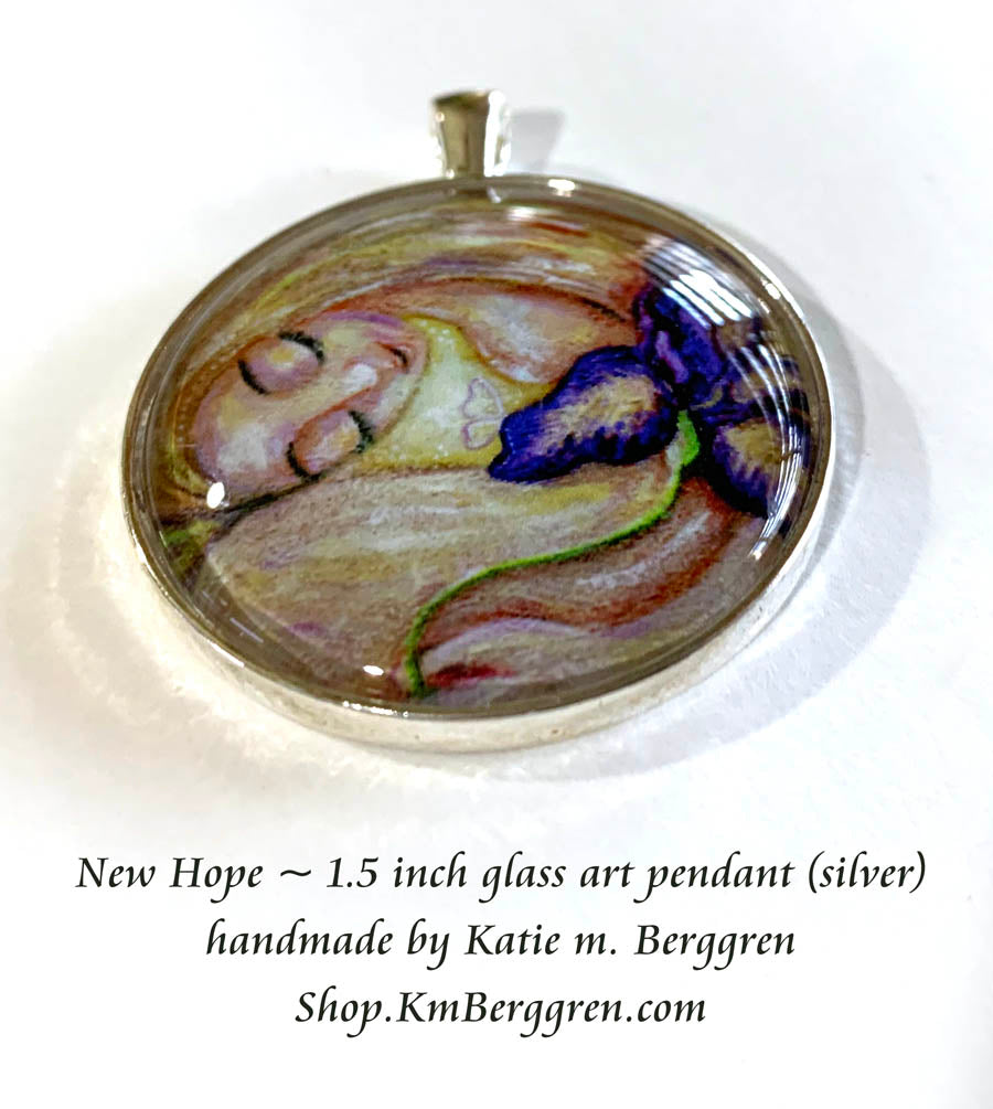 fertility gift for woman glass art pendant necklace mothers gift 1.5 inches across handmade by the artist