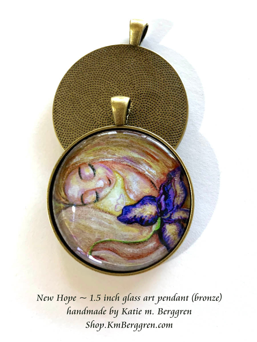 fertility gift for woman glass art pendant necklace mothers gift 1.5 inches across handmade by the artist