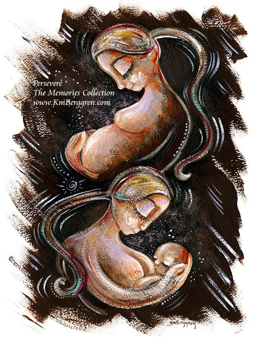 original art on paper, painting on paper, paintings of woman, pregnant woman, expectant mother art, nursing baby art, breastfeeding art, lactating mother art, original paintings on paper by Katie m. Berggren