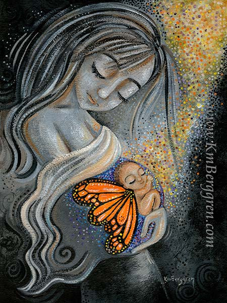 mother pregnant with butterfly baby, winged baby in womb, stillbirth, loss of baby, loss mom, mother with stillborn baby, condolence gift for mother who lost baby, black and white art with orange butterfly, monarch butterfly baby, spirit of god angel baby, baby in spirit, baby in heaven