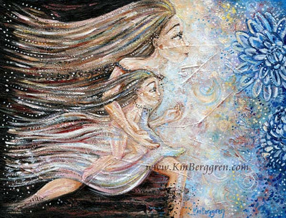 Run Away With Me - Running Mother Inner Child Art Print