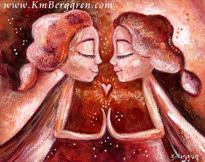 Sisters - Warm Loving Connection Sisterly Art Print