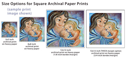 blonde mother and biracial child artwork on canvas or paper