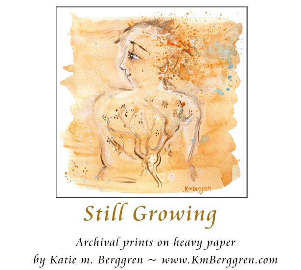 profile orange woman art, confident lone woman, single woman gift, tree growing on woman skin, tree tattoo, woman's back art, water paint print of woman, nude woman art, warm art of women