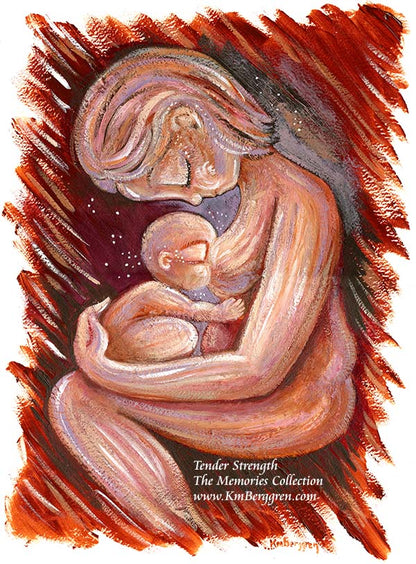 curvaceous mother, nude heavyset mother with naked baby breastfeeding, baby to breast, infant kissing breast artwork, full figure nude woman art, curvy nude woman art, paintings of curvy women, breastfeeding art, nursing paintings, paintings of women nursing, lactating artwork, paintings of family by Katie m. Berggren