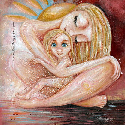 Where Will We Go From Here - Custom Eye Color - Blonde Mom & Girl Art Print
