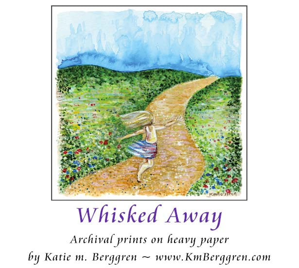 young girl running on a path, homeschool gift, freedom child artwork, unschooling art