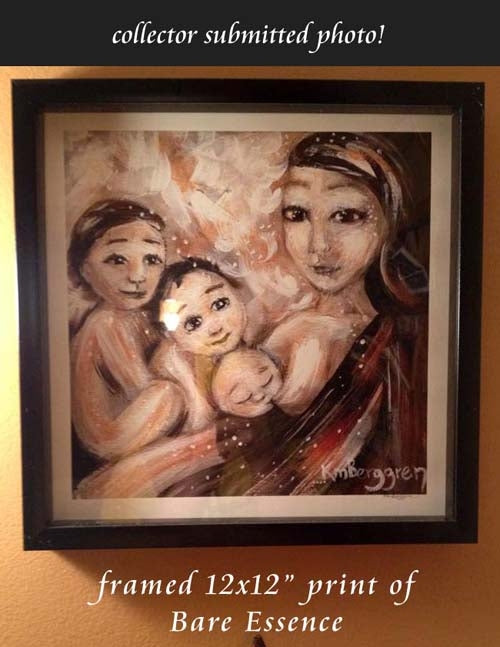 framed mom with three kids art print