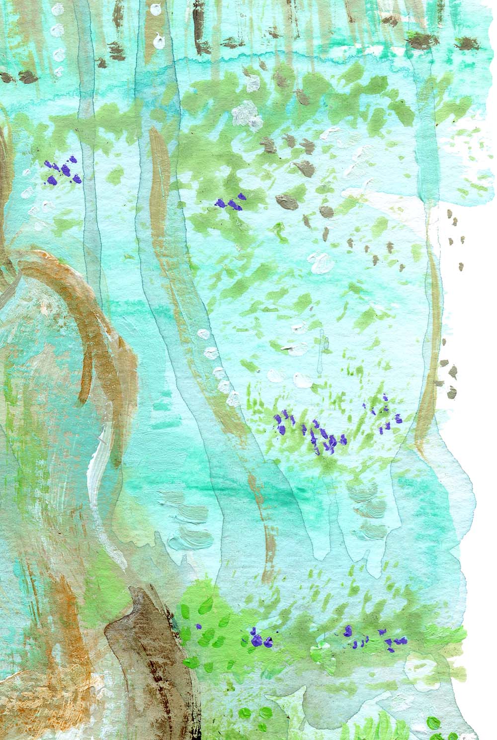 woman and child sitting in a forest, flowers in grass, aqua green blue artwork, dreamy woods, dreamy nature artwork of mother and child kmberggren
