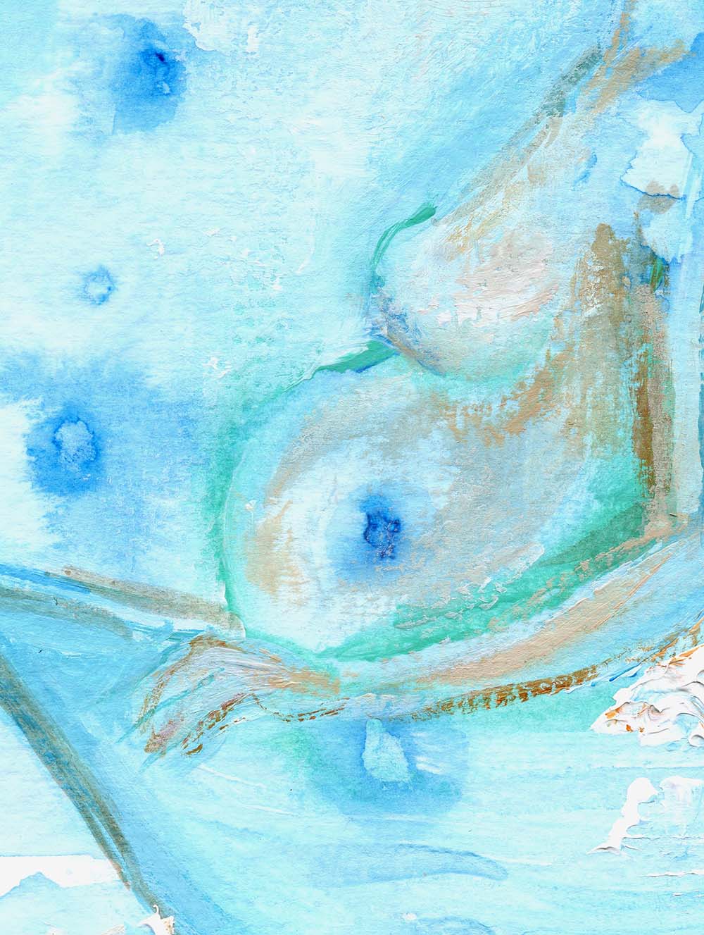 Expectations 1 - pregnant woman in bathtub blue art print