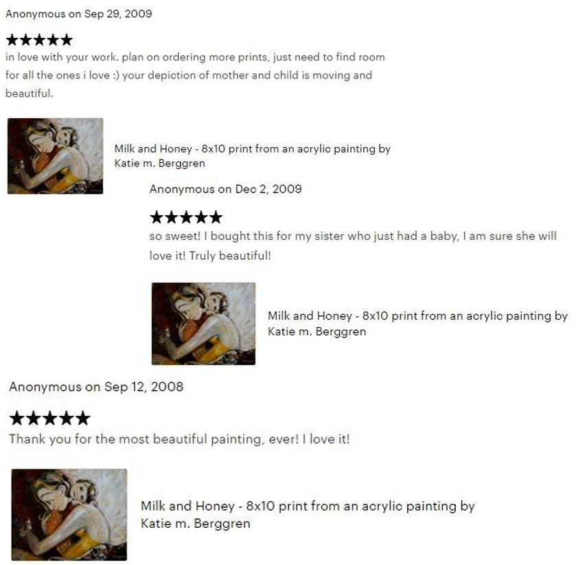 testimonials from KmBerggren art buyers