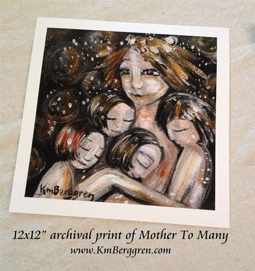 mom with four kids painting art gift