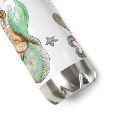 Mermaid Art Stainless Steel Water Bottle - with whimsical art by KmBerggren