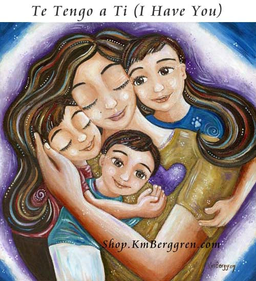 gifts for mom and three kids, third child baby gift, gift for mom with 3 kids gift basket, mother with three sons artwork by Katie m. Berggren