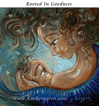 gift for breastfeeding nursing mom, african american nursing baby artwork, breast feeding painting by KmBerggren