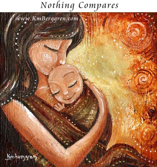 gifts for mom and baby, new baby gift, gift for new mom gift basket, mother child babywearing artwork by Katie m. Berggren