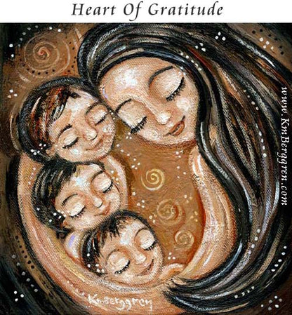 gifts for mom and three kids, third child baby gift, gift for mom with 3 kids gift basket, mother child three boys artwork by Katie m. Berggren
