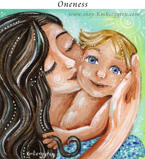 gifts for mom and baby, new baby gift, gift for new mom gift basket, mother child mom kissing son artwork by Katie m. Berggren