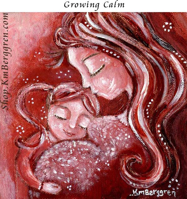 red warm art of woman and child pregnant mother with little child touching belly, gift for mom who is expecting second child