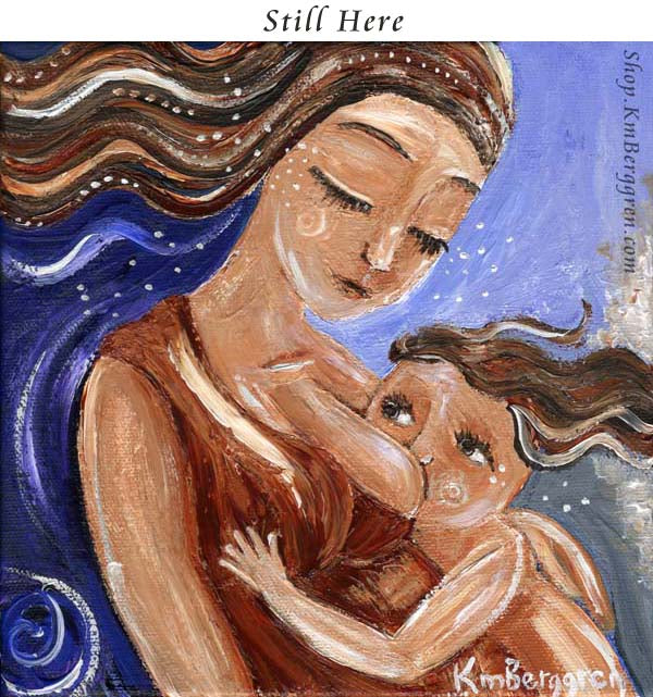 gift for full term breastfeeding nursing mom, nursing baby artwork, breast feeding painting by KmBerggren