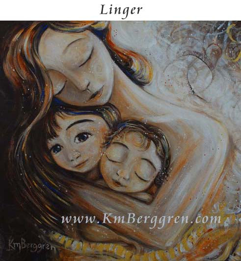 gifts for mom and two children, second baby gift, gift for mom with two kids gift basket, mother child artwork by Katie m. Berggren