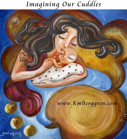 mother cradling baby, kissing their head, in a thought bubble, mother missing her lost baby, mom without her baby, baby loss gift, bereavement condolence gift