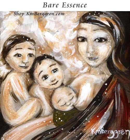 gift for breastfeeding nursing mom, nursing baby artwork, breast feeding mom of three children painting by KmBerggren