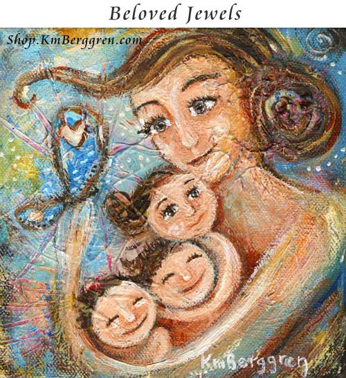 gifts for mom and three kids, third child baby gift, gift for mom with 3 kids gift basket, mother child butterfly artwork by Katie m. Berggren